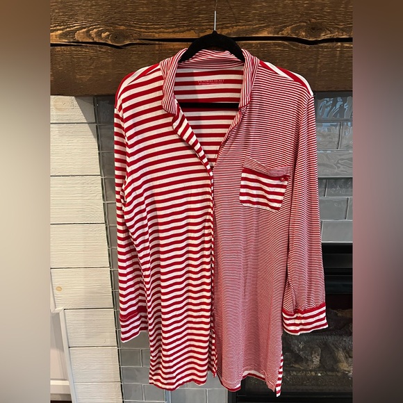 Victoria’s Secret Modal Soft Striped Button Down Long Sleeve Nightshirt Large - Picture 3 of 9